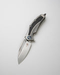 MATRIX- TITANIUN HANDLE HAND RUBBED SATIN STANDARD BLUE TI PIVOT COLLAR CF INLAY (165C-4CFITI)